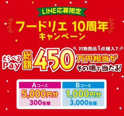 最大5,000円分のえらべるPayがその場で当たるクローズドキャンペーン