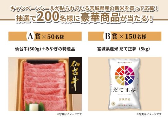 仙台牛や宮城県産のお米も当たるみやぎの新米キャンペーン