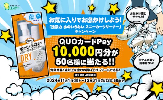 10,000円分のQUOカードPayが当たる、エステーのクローズド懸賞