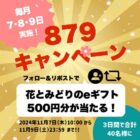 花とみどりのeギフト500円がその場で当たるXキャンペーン