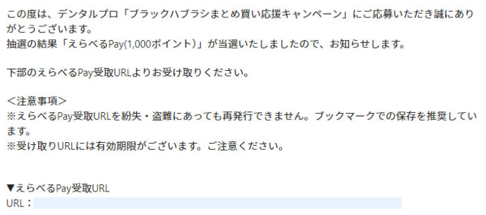 イオングループ×デンタルプロのキャンペーンで「えらべるPay1,000円分」が当選しました！