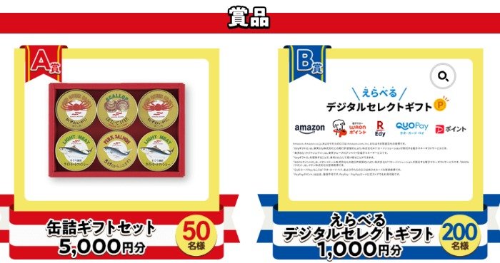 マルハニチロの缶詰ギフトやデジタルギフトが当たるクローズドキャンペーン