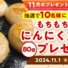 もちもち皮のにんにく丸餃子が80名様に当たるキャンペーン