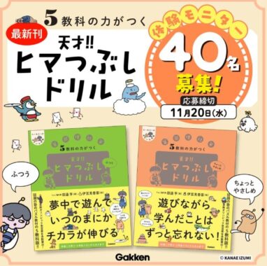 『5教科の力がつく 天才！！ヒマつぶしドリル』のモニター募集キャンペーン