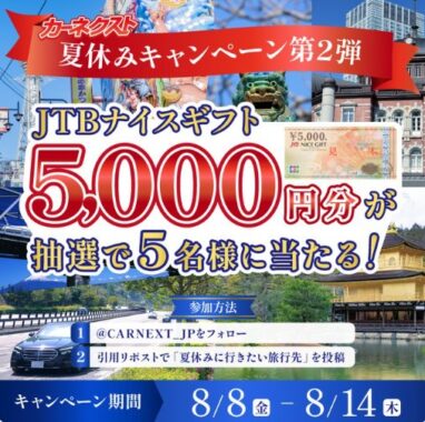 JTBナイスギフト5,000円分が当たる毎日応募Xキャンペーン