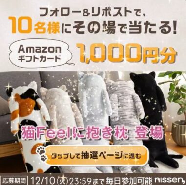 Amazonギフトカード1,000円分がその場で当たるニッセンのX懸賞