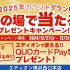 エディオンで使えるQUOカードPay500円分がその場で当たるキャンペーン