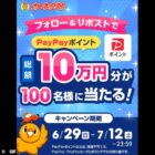 総額10万円分のPayPayポイントが100名様に当たるキャンペーン