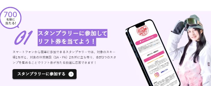 700名様にリフト券が当たるスタンプラリーキャンペーン