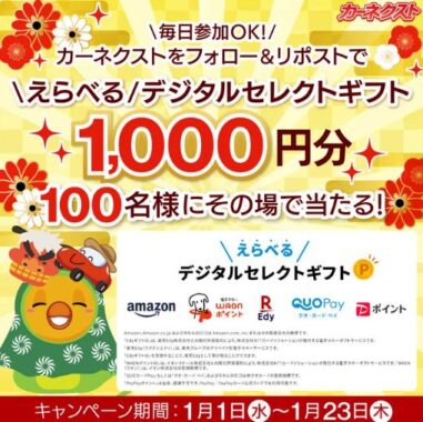 デジタルギフト1,000円分がその場で当たるXキャンペーン