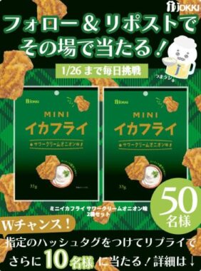 ミニイカフライ サワークリームオニオン味がその場で当たるキャンペーン