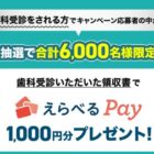 6,000名様にえらべるPayが当たる歯科検診応援キャンペーン