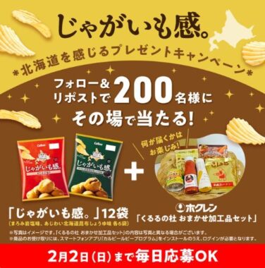 カルビー じゃがいも感。＆ホクレン くるるの杜 おまかせ加工品セットが当たるキャンペーン