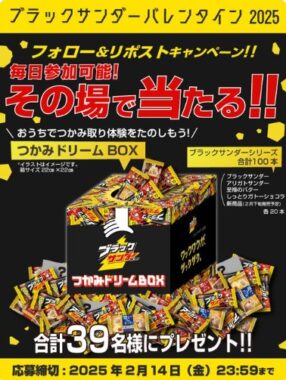 おうちでつかみどり体験が楽しめる「ブラックサンダーつかみドリームBOX」セットが当たるキャンペーン