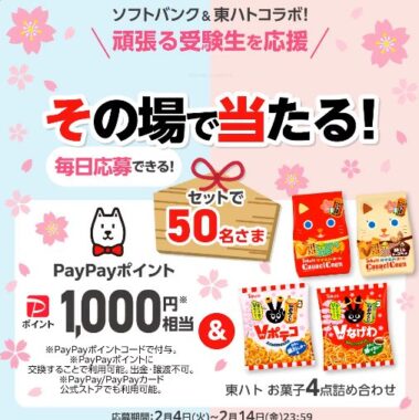 PayPayポイント1,000円相当 ＆ 東ハトお菓子セットがその場で当たるキャンペーン