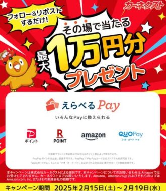 最大1万円分の電子マネーギフトがその場で当たるXキャンペーン