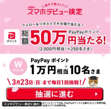 2,000円相当のPayPayポイントが250名様に当たるXキャンペーン