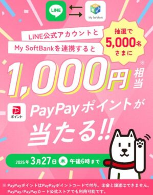 5,000名様にPayPayポイントが当たる、LINE公式アカウント連携キャンペーン