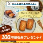 冷凍スイーツ焦がしバター香るフィナンシェの100円値引券が当たるXキャンペーン