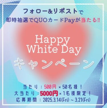 最大5,000円分のQUOカードPayがその場で当たるXキャンペーン