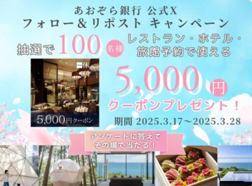 一休.com5,000円クーポンがその場で100名様に当たるXキャンペーン