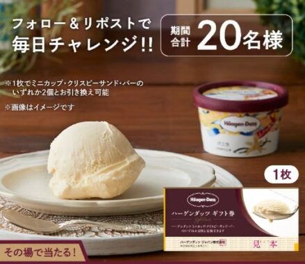 ハーゲンダッツギフト券がその場で当たる毎日応募Xキャンペーン