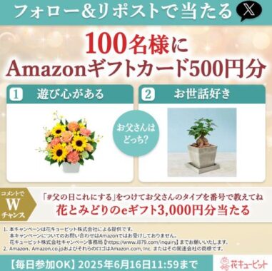 100名様にAmazonギフトカード500円分が当たるXキャンペーン