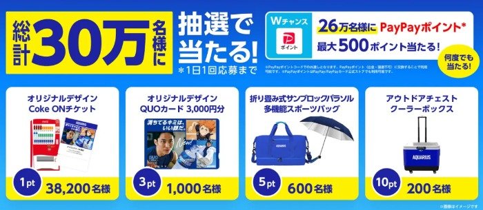 Wチャンスもあり！アウトドアアイテムやオリジナルQUOカードも当たるキャンペーン