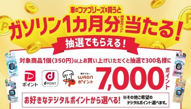 ガソリン1か月分相当のデジタルポイントが当たるクローズドキャンペーン