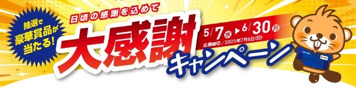 【コーナン】選べる旅行や商品券が当たるレシートキャンペーン