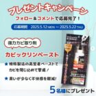 強力カビ取り剤「カビックリンペースト」が5名様に当たるInstagram懸賞