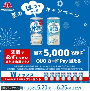 先着当選もアリ！！QUOカードPayが当たる森永のレシートキャンペーン