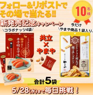 共立×やまやコラボナッツ5点セットがその場で当たるXキャンペーン