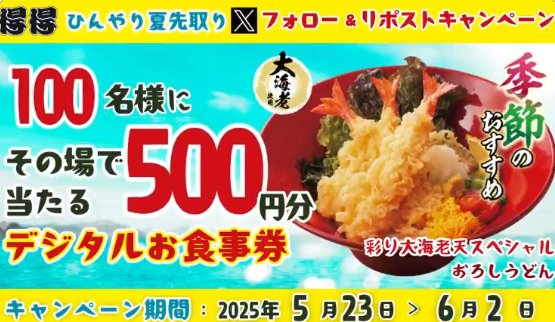 得得で使えるデジタル食事券500円分がその場で当たるキャンペーン