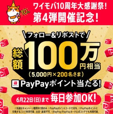 総額100万円相当のPayPayポイントが当たる大量当選X懸賞