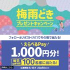 1,000円分のえらべるPayが当たる毎日応募Xキャンペーン