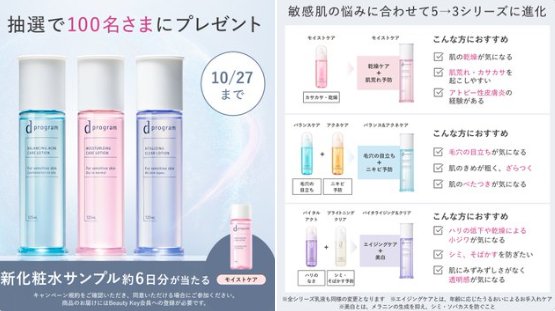 ｄプログラムの新化粧水サンプルが100名様に当たるXキャンペーン