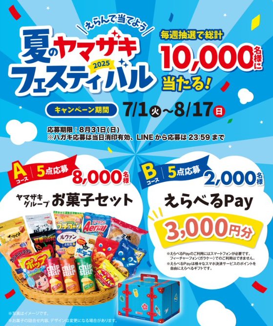 ヤマザキのお菓子セットやえらべるPayが当たる大量当選クローズド懸賞