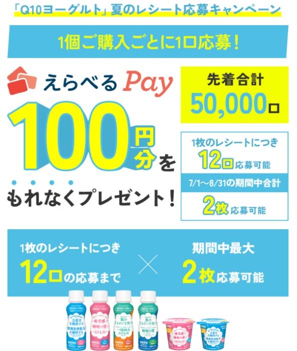 先着当選！えらべるPayが必ずもらえるカネカ食品のレシートキャンペーン