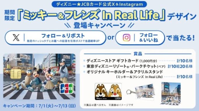 パークチケットやディズニーストア ギフトカードも当たる豪華SNS懸賞