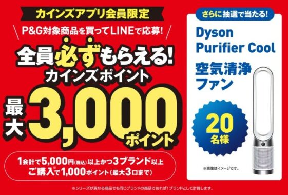 【カインズ×P＆G】全プレもアリ！ダイソン空気清浄ファンが当たる豪華懸賞