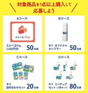 えらべるPayやキリ詰め合わせなどが当たるクローズドキャンペーン
