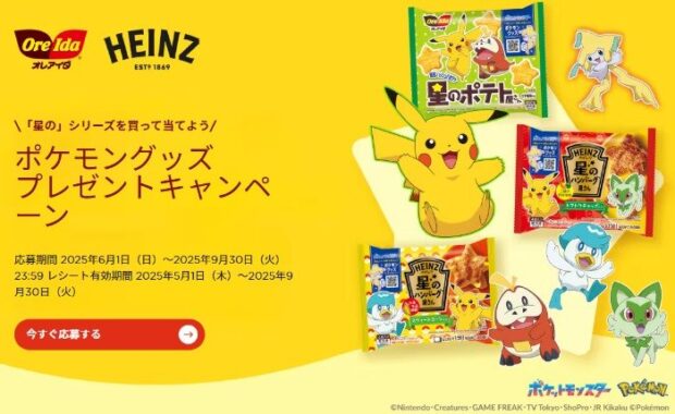 キャンペーン特製ポケモングッズが当たるハインツのレシート懸賞