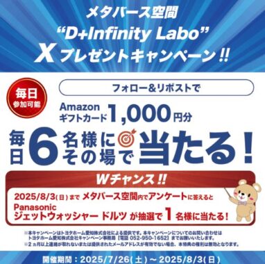 毎日6名様にAmazonギフトカードがその場で当たるXキャンペーン