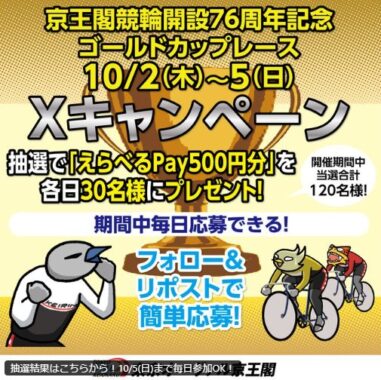えらべるPay500円分が毎日30名様にその場で当たるXキャンペーン