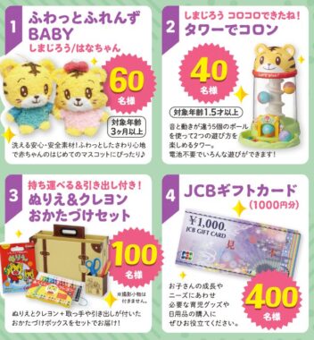 しまじろうグッズの子育て応援アイテムが当たる豪華キャンペーン♪