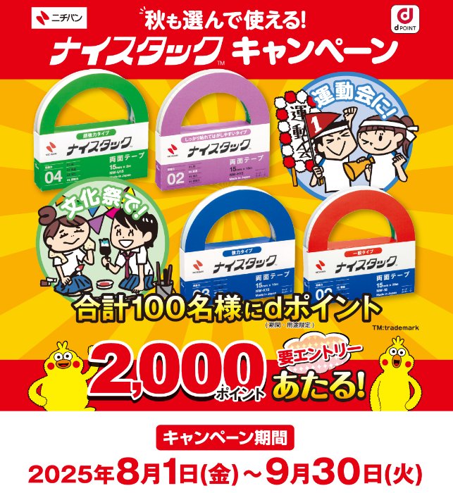 dポイント2,000ポイントが当たるニチバンのクローズドキャンペーン