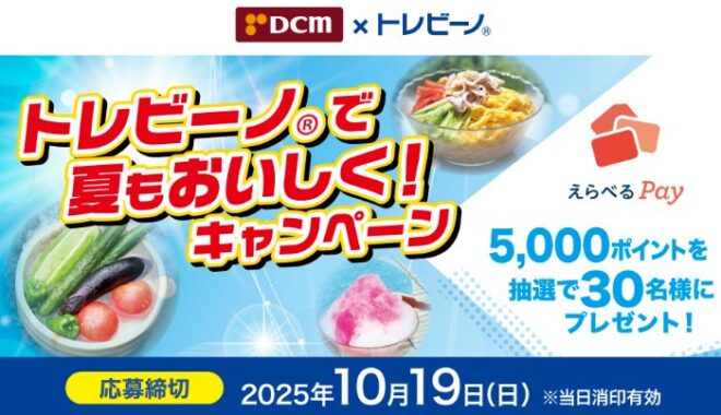 【DCM×トレビーノ】5,000円分のえらべるPayが当たるレシートキャンペーン