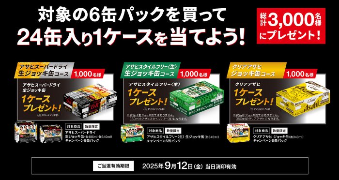 アサヒビール商品1ケースが当たるハガキキャンペーン