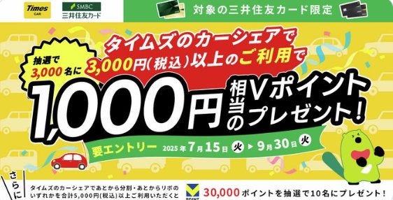 Vポイント最大3万円相当が当たる豪華キャンペーン
